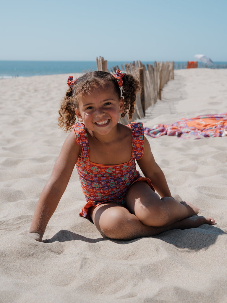 Girls - Fleur de Marie One Piece - Floral Sunset / Tangerine Tide (2-in-1)